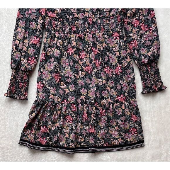 Melloday Long Sleeve Contrast Trim Printed Mini Dress in Tea Pink Floral, XS - Picture 10 of 10